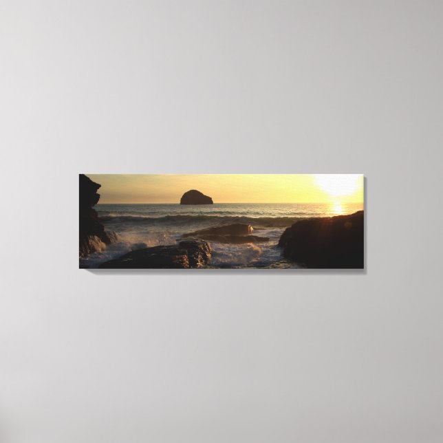 Sunset at Trebarwith Strand. Canvas Print (Front)