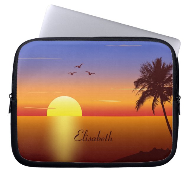 Sunset at tropical beach laptop sleeve (Front)