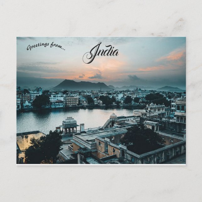 Sunset at Udaipur India Postcard (Front)