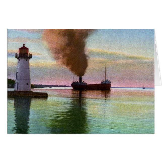 Sunset at Upper Light, Sault Ste. Marie, MI 1909 (Front Horizontal)