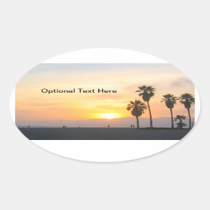 Sunset at Venice Beach California Oval Sticker