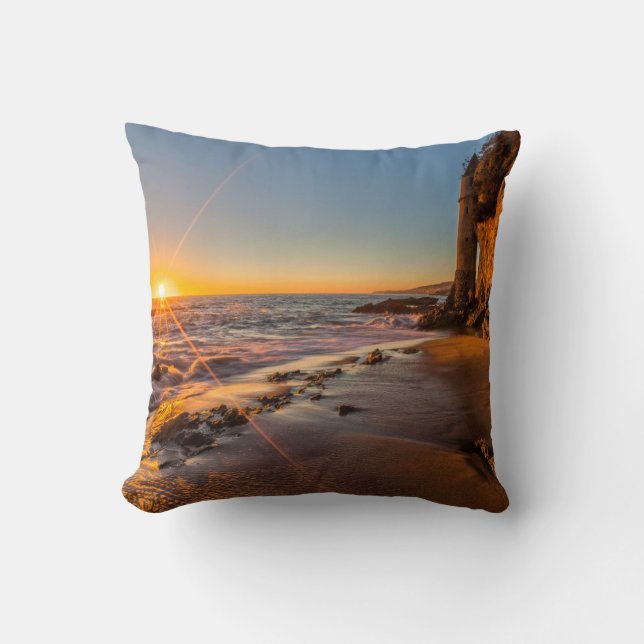 Sunset at Victoria Beach 2 Throw Pillow (Front)