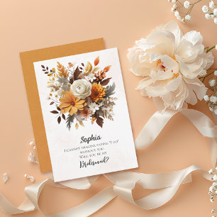Sunset Autumn Florals Bridesmaid Proposal Invitation