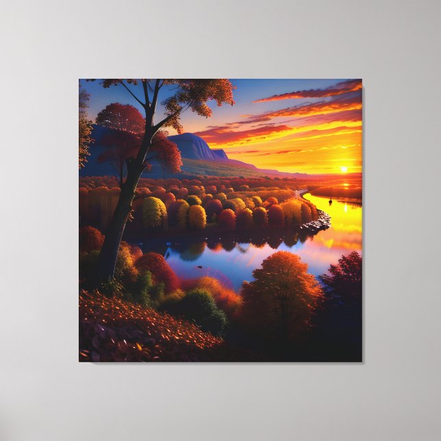 Sunset Autumn Splendour View Landscape 2 Canvas Print (Front)