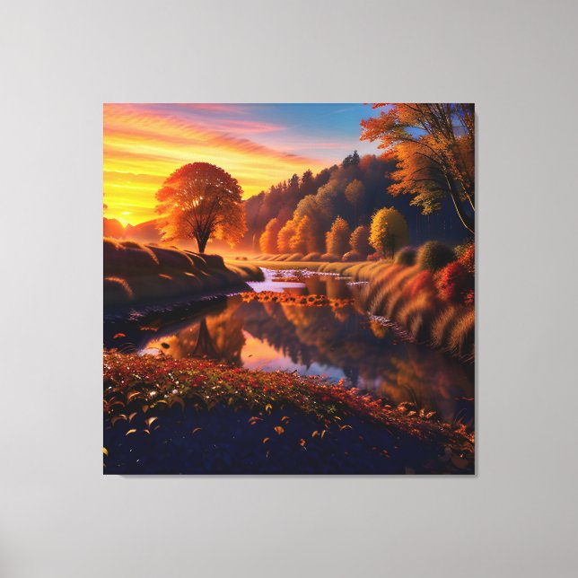 Sunset Autumn Splendour View Landscape 4 Canvas Print (Front)