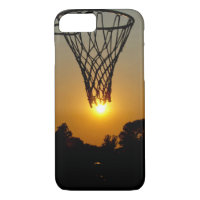 sunset basketball with hoop and net