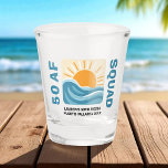Sunset Beach 50 AF Crew Cute Birthday Shot Glass<br><div class="desc">Celebrate turning 50 with this fun “50 AF” birthday shot glass featuring a playful sunset beach design. Perfect for birthday parties, beach trips, or as a keepsake for the 50 AF crew, this cute and festive glass makes a great gift or party favour. Raise a toast to the big 5-0...</div>
