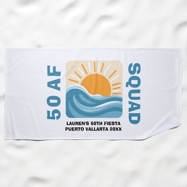 Sunset Beach 50 AF Crew Cute Birthday Towel (Creator Uploaded)