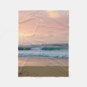 Sunset Beach and ocean  Fleece Blanket