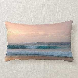 Sunset Beach and ocean  Lumbar Pillow