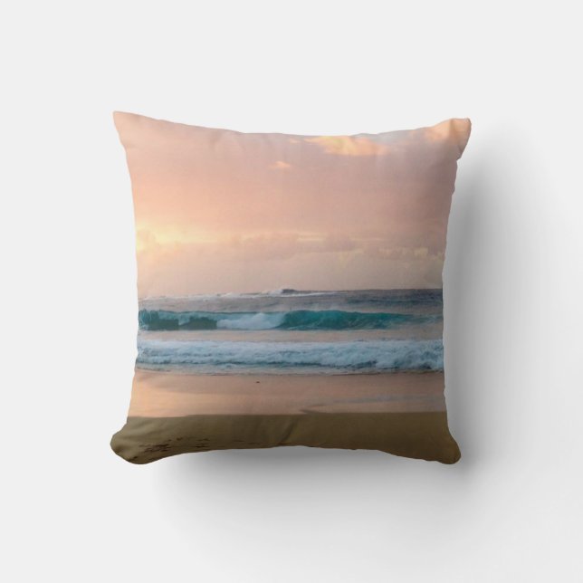 Sunset Beach and ocean  Throw Pillow (Front)