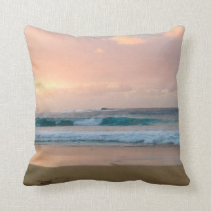 Sunset Beach and ocean  Throw Pillow