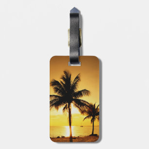 Sunset Beach and Palm Trees Luggage Tag