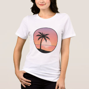 Sunset Beach Badge – Minimalist Tropical T-Shirt Tri-Blend Shirt