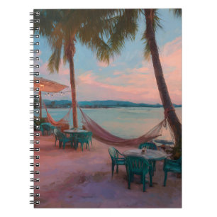 Sunset Beach Café Hammock Vibes Art Notebook