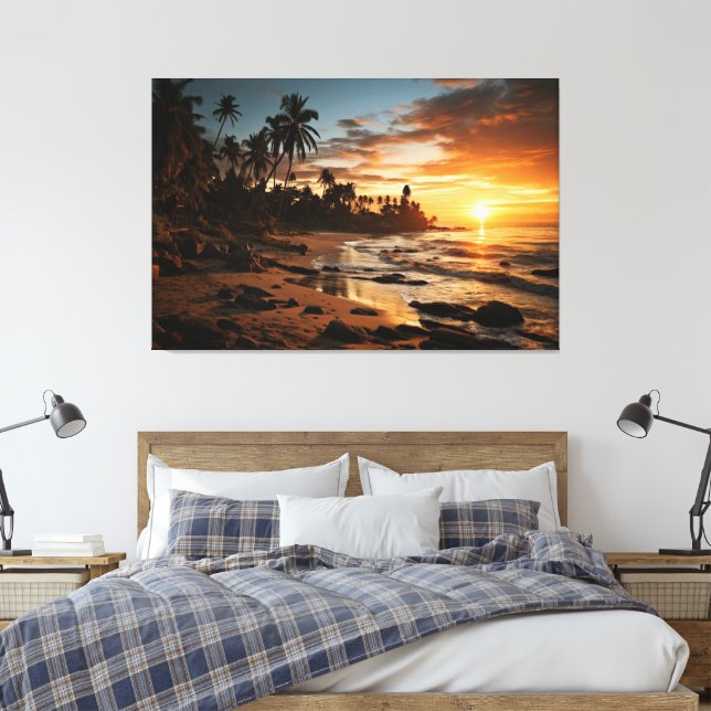  Sunset Beach Canvas Print Picture 1 (Insitu(Bedroom))