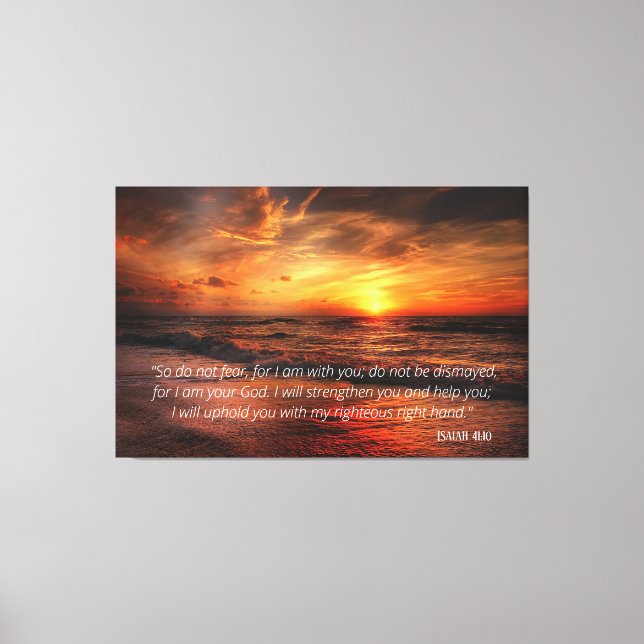 Sunset Beach Do Not Fear Isaiah 41:10 Canvas Print (Front)