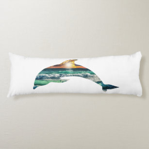 Sunset Beach Dolphin Body Pillow