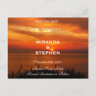 Sunset beach enregistrer la date annonce carte pos