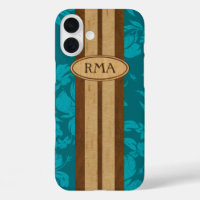 Sunset Beach Faux Wood Surfboard Hawaiian Monogram