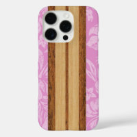 Sunset Beach Faux Wood Surfboard Hawaiian Pink Cas