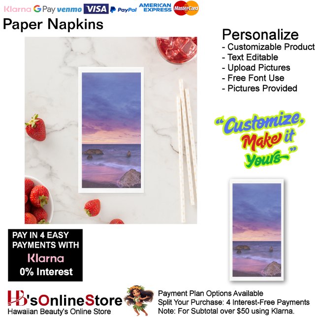 Sunset Beach Guest Towel Paper Napkins 13 (Sunset Beach Tables Kitchen Restaurant Decor Paper Guest Towels 13.)