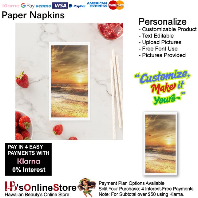Sunset Beach Guest Towel Paper Napkins 18 (Sunset Beach Tables Kitchen Restaurant Decor Paper Guest Towels 18.)