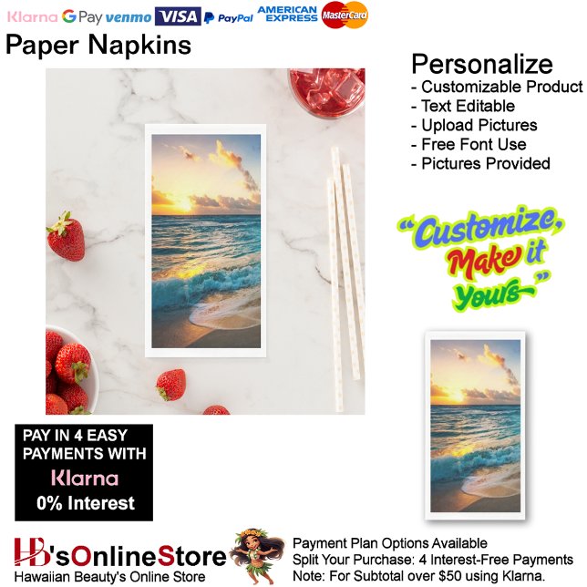 Sunset Beach Guest Towel Paper Napkins 19 (Sunset Beach Tables Kitchen Restaurant Decor Paper Guest Towels 19.)