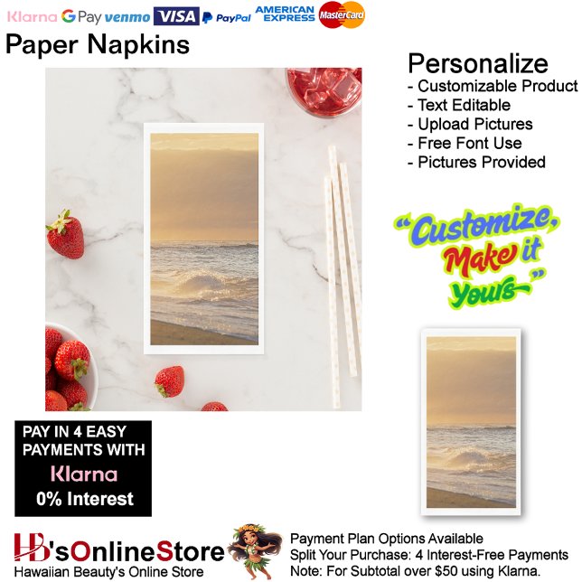 Sunset Beach Guest Towel Paper Napkins 24 (Sunset Beach Tables Kitchen Restaurant Decor Paper Guest Towels 24.)