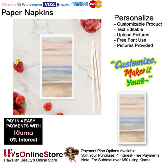 Sunset Beach Guest Towel Paper Napkins 25 (Sunset Beach Tables Kitchen Restaurant Decor Paper Guest Towels 25.)