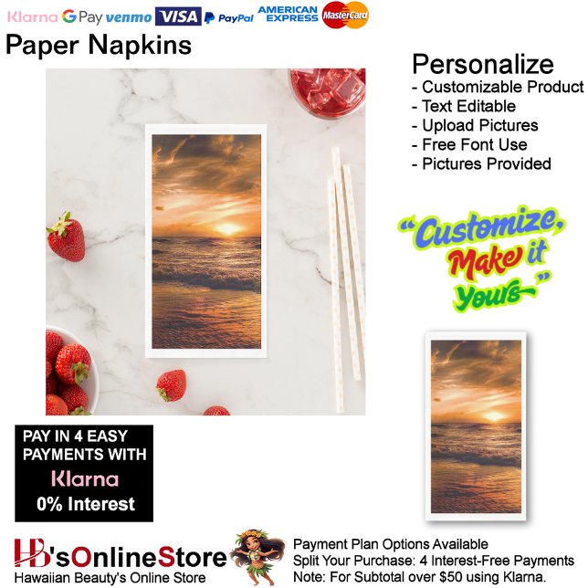 Sunset Beach Guest Towel Paper Napkins 45 (Sunset Beach Tables Kitchen Restaurant Decor Paper Guest Towels 45.)