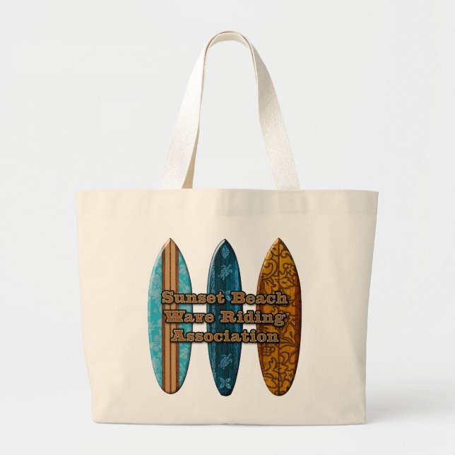 Sunset Beach Hawaiian Surfboards Wave Riders Totes (Front)