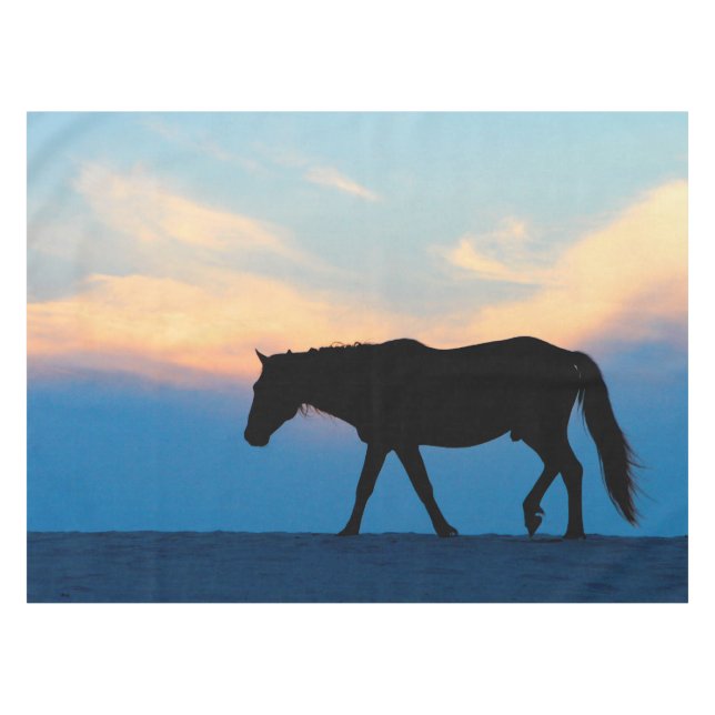Sunset Beach Horse Tablecloth (Front (Horizontal))