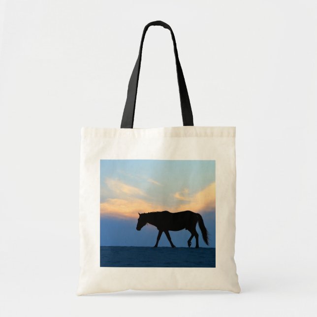 Sunset Beach Horse Tote Bag (Front)