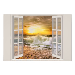 Sunset Beach Incoming Tide, open Photo Enlargement