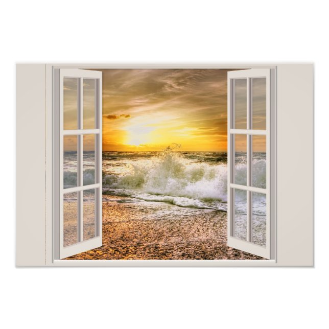 Sunset Beach Incoming Tide, open Photo Enlargement Print (Front)