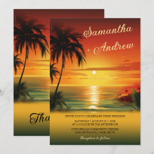 Sunset Beach Invitations de mariage à thème