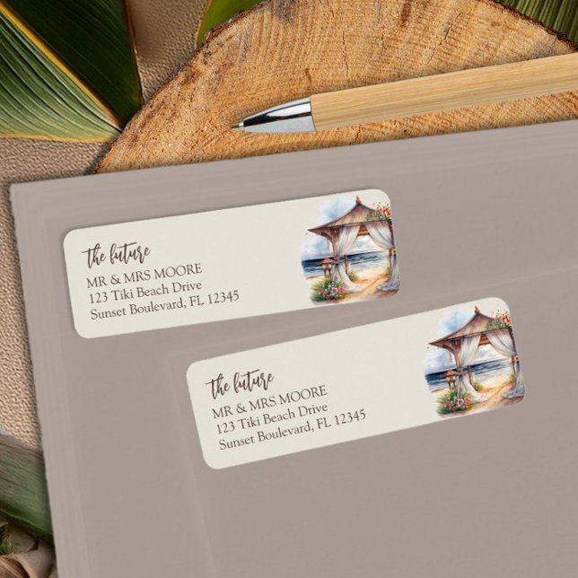 Sunset Beach l'avenir M et Mme Retour Adresse (Future Mr & Mrs, Return address labels from the Sunset Beach Wedding Collection by Darling & May)