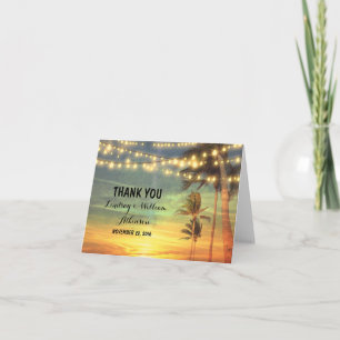 sunset beach mariage carte de remerciement