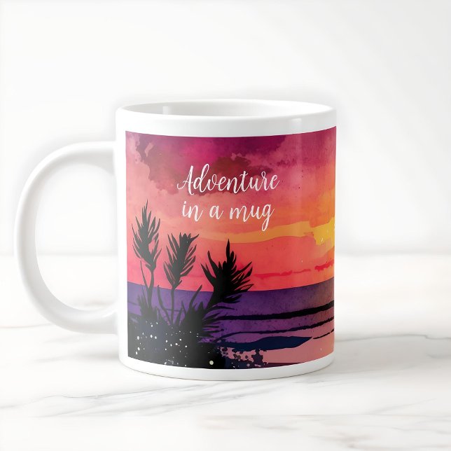 Sunset Beach moderne tasse de café aventure person (Créateur téléchargé)