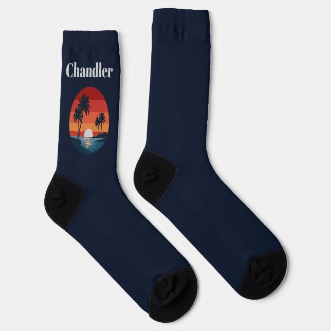 Sunset Beach Navy Socks for Men or Women (Right)
