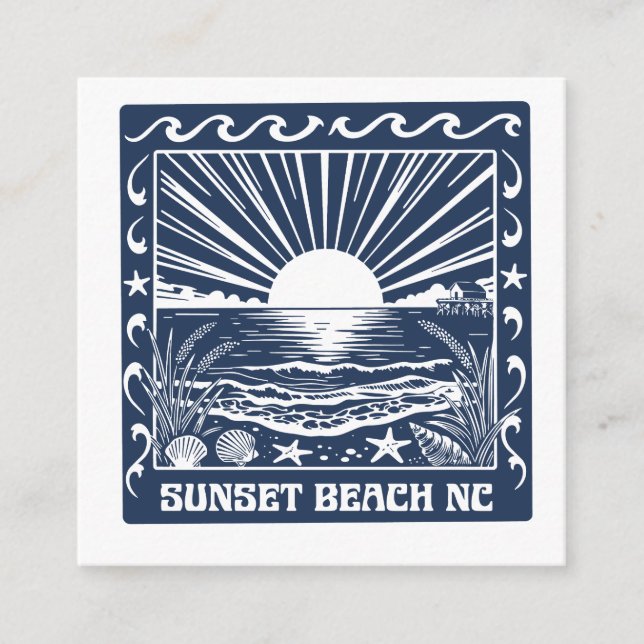 Sunset Beach NC Vintage Coastal Sunset  Enclosure Card (Front)