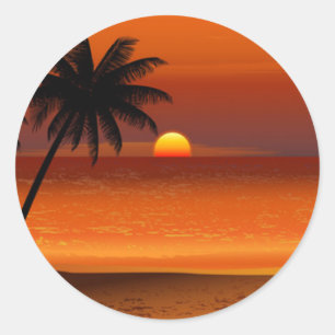 sunset beach oahu hawaii north shore postcard classic round sticker