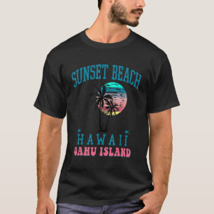 Sunset Beach Oahu Island Hi Beach Palm Trees Summe T-Shirt