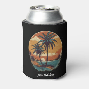 Sunset Beach Palm Tree Summer Vacation Custom      Can Cooler