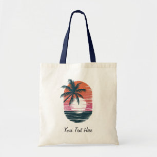 Sunset Beach Palm Tree Summer Vacation Custom Tote Bag