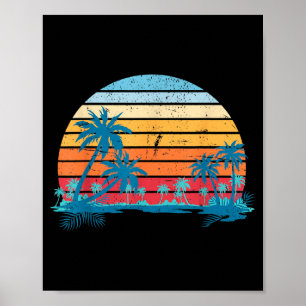 Sunset Beach Palms Summer Vibes Retro Tropical Poster