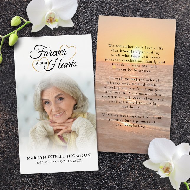 Sunset Beach Photo Forever Hearts Prayer Card (Creator Uploaded)