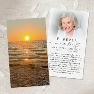 Sunset Beach Photo Memorial Sympathy Prayer Card