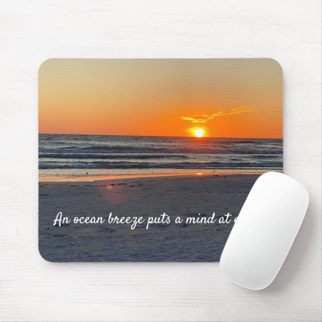 Sunset Beach Photo With Quote Mouse Pad (With Mouse)
